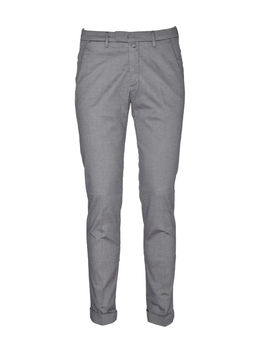 Briglia 1949 Grey Chino Trousers With Straight Fit And Refined Detailing