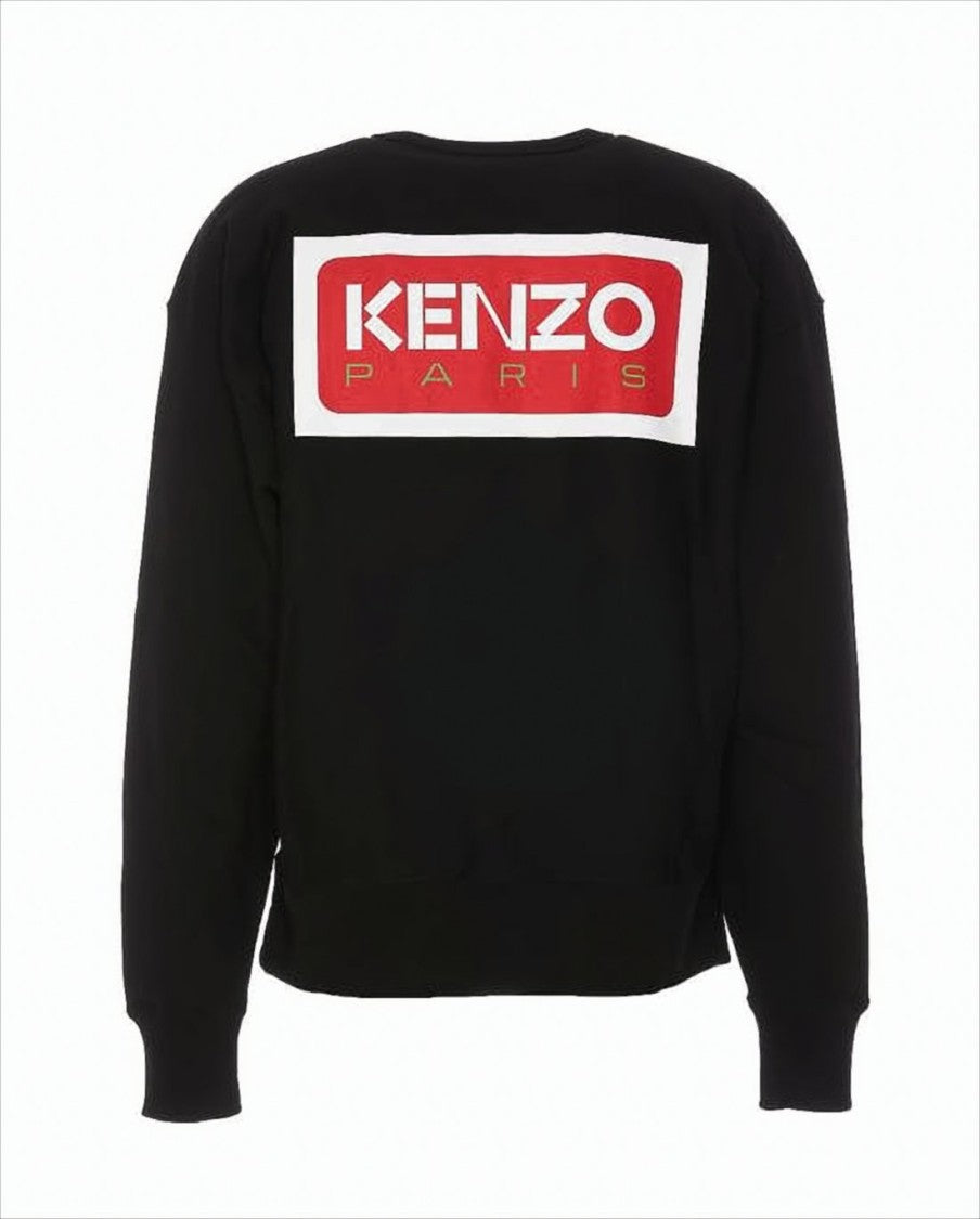 Kenzo Long-Sleeve Black Cotton Jersey Top With Logo Accents