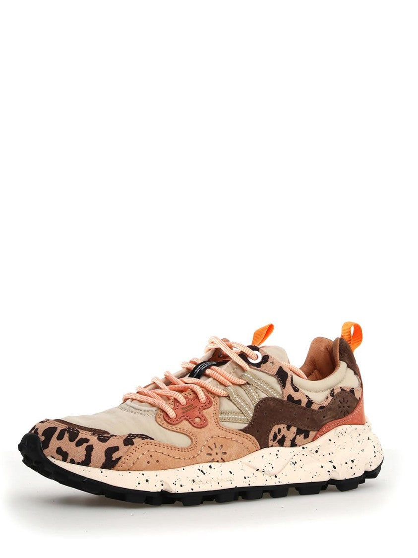 Flower Mountain Leopard Print Sneakers With Speckled Sole