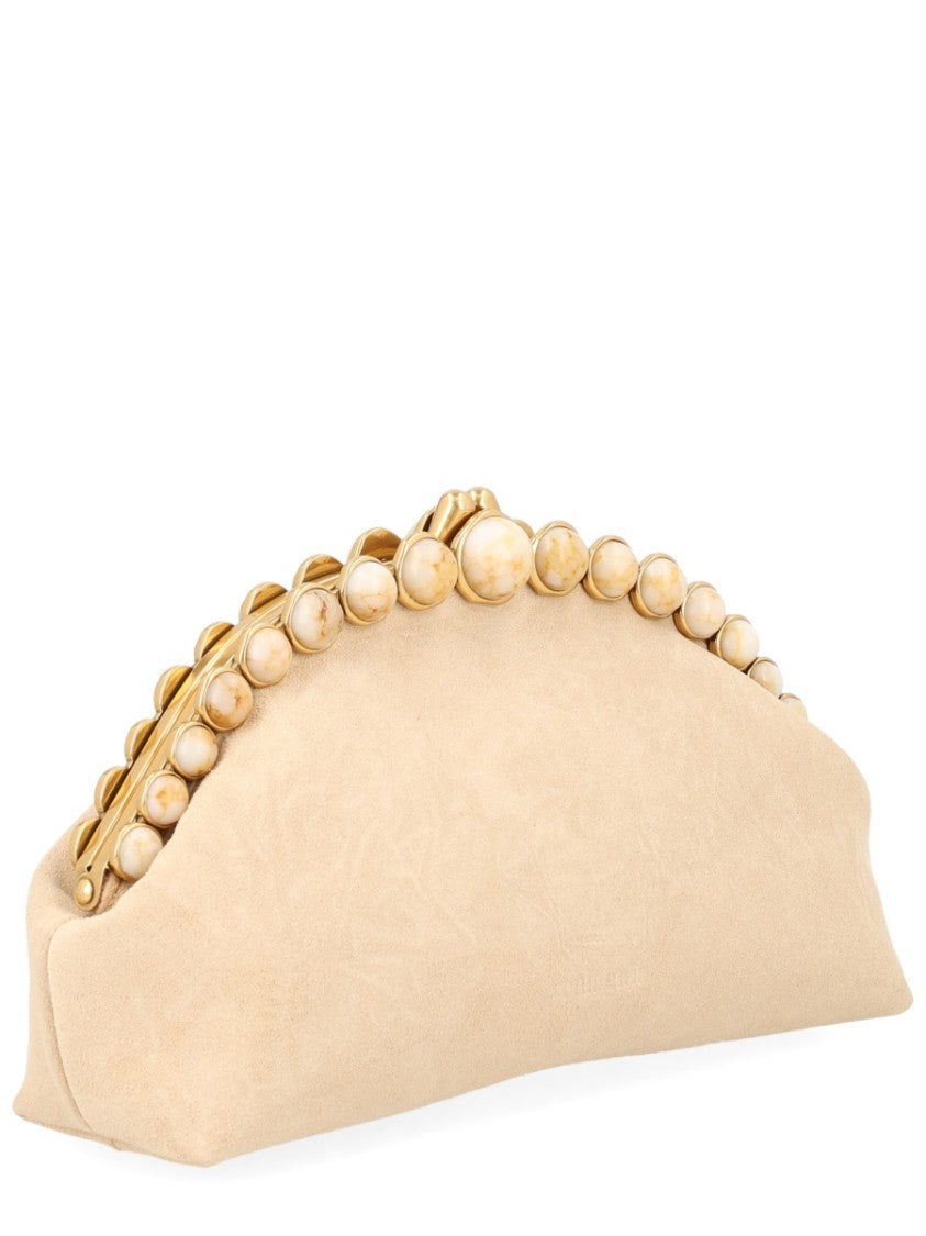Cult Gaia Una Leather Crescent Clasp Clutch