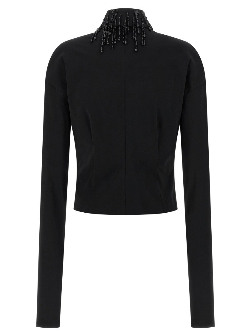 Alberta Ferretti Fitted Stretch Wool Blend Shirt