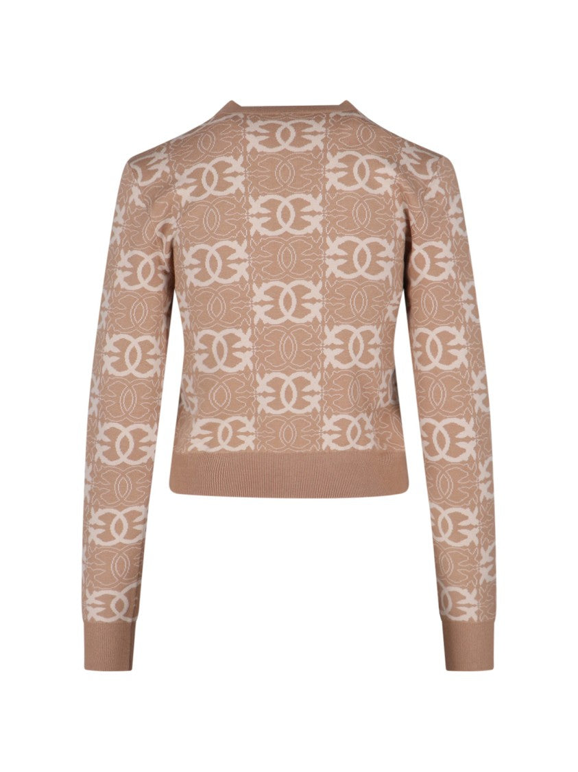 Pinko Crew Neck Top With Monogram Pattern