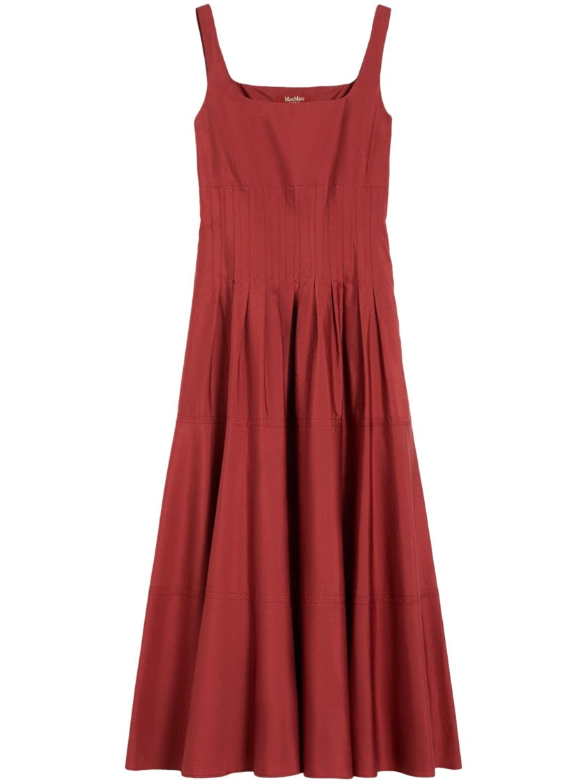 Max Mara Midi-Length Dress With Square Neckline And Pleated Skirt
