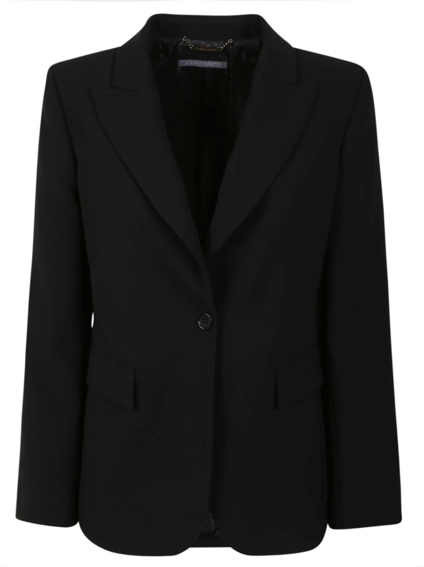 Alberta Ferretti Tailored Black Blazer With Single Button Closure