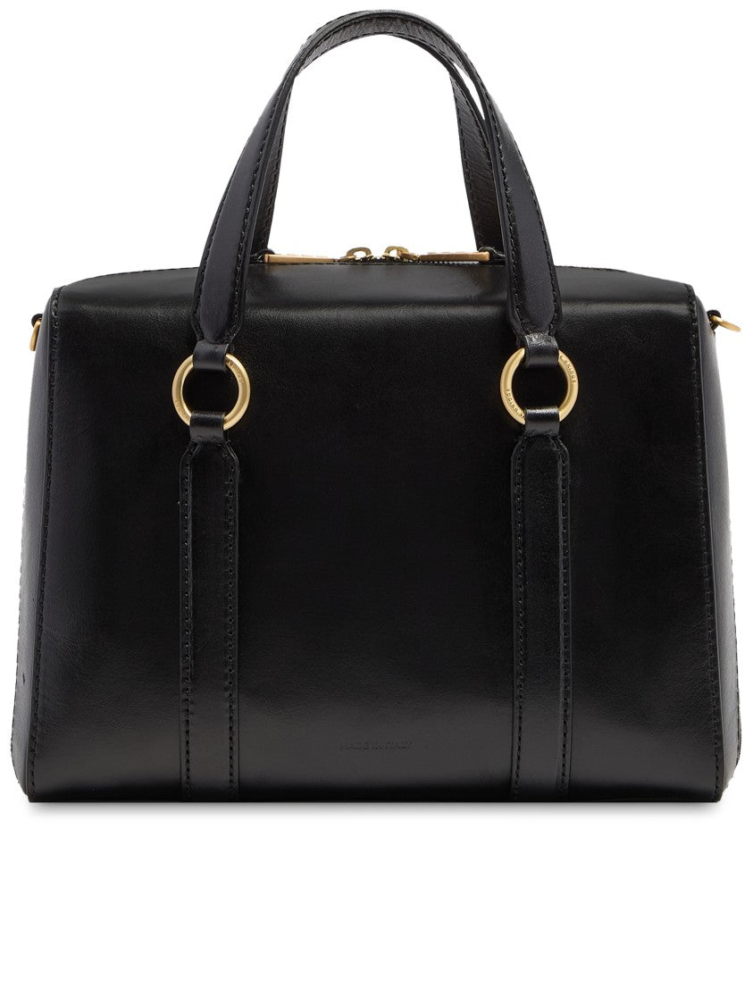 The Bridge Black Handbag W/Shoulder Glossy Leather Handbag