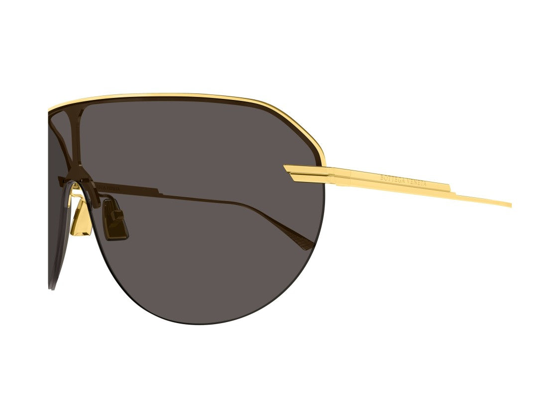 Bottega Veneta Bv1478s Gold Metal Frame Oversized Shield Sunglasses