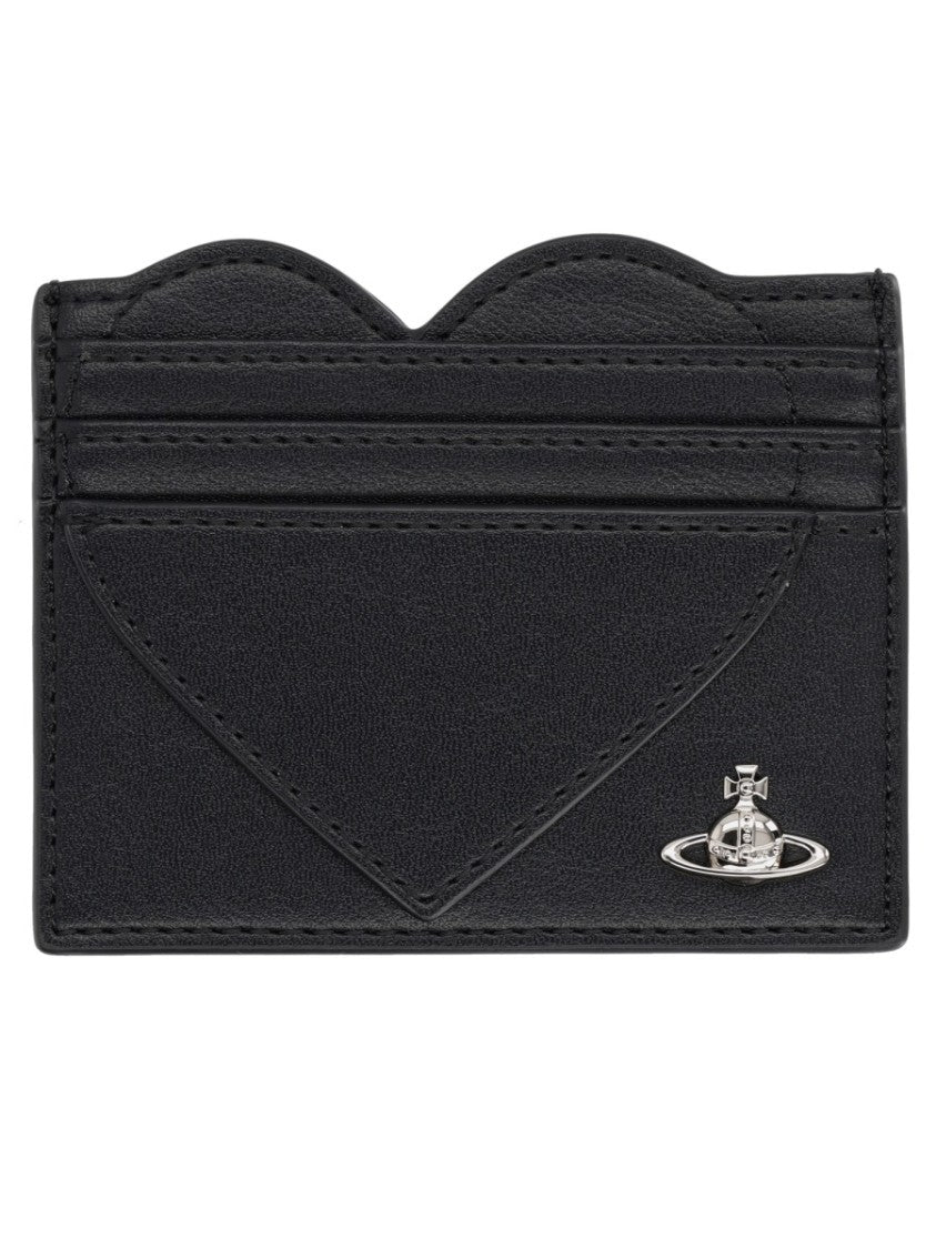 Vivienne Westwood Heart-Embellished Cardholder In Black Polyester