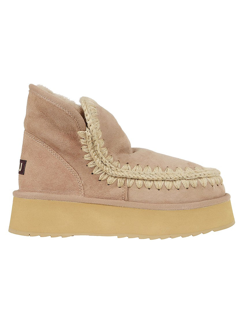 Mou Beige Braided Ankle Boots