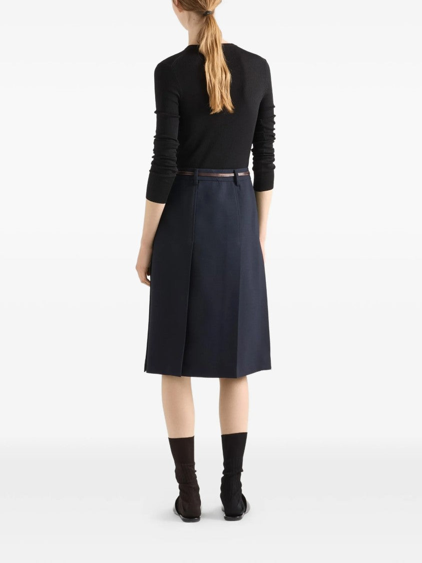 Prada Black Superfine Wool Ribbed Cardigan