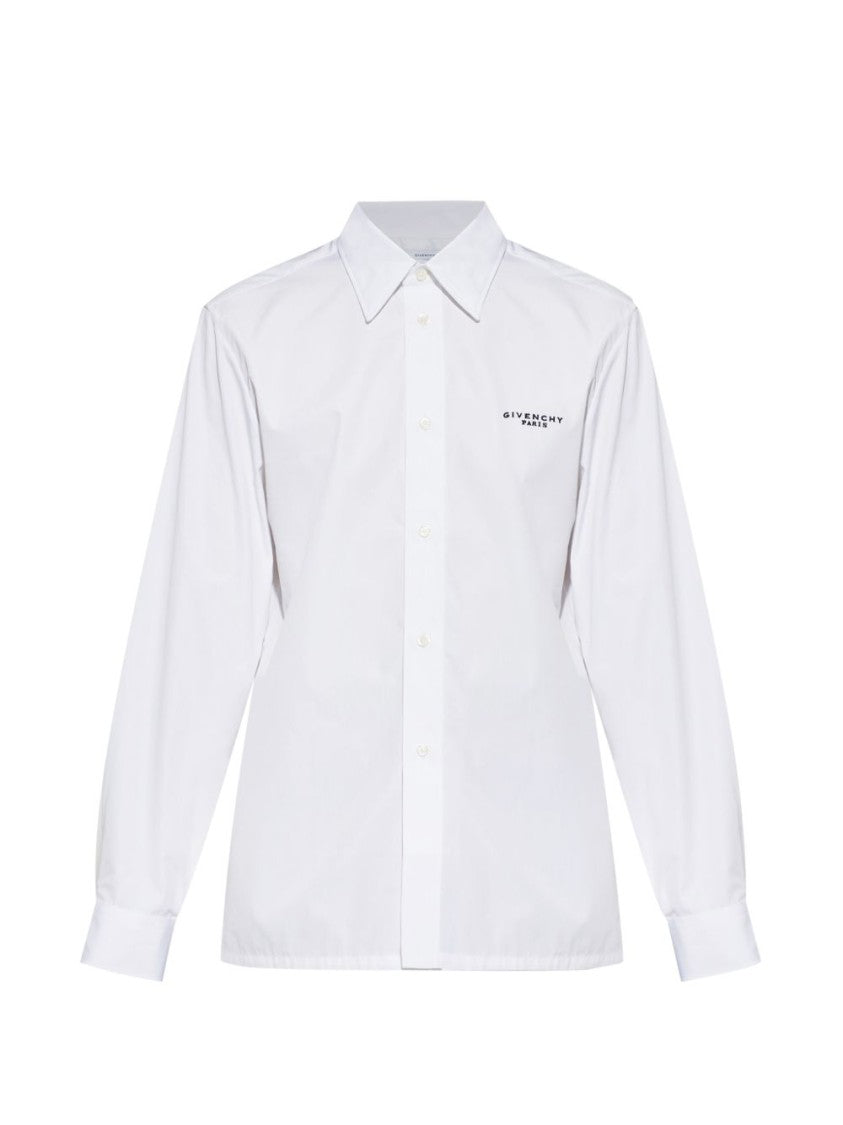 Givenchy White Long-Sleeve Cotton Crisp Collar Shirt
