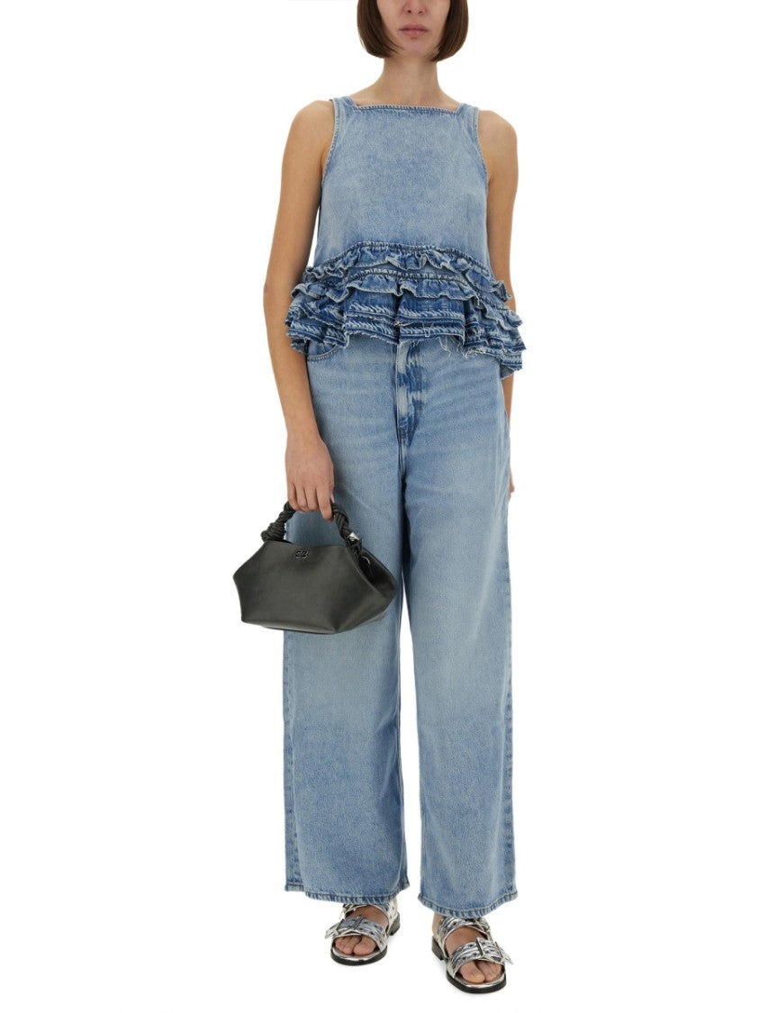 Ganni Baggy Jeans In Light Blue Wash