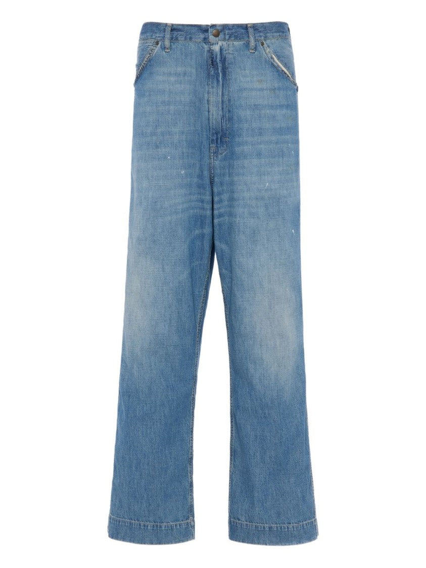 Maison Margiela Wide-Leg Denim Jeans With Light Blue Wash And Unique Stitching