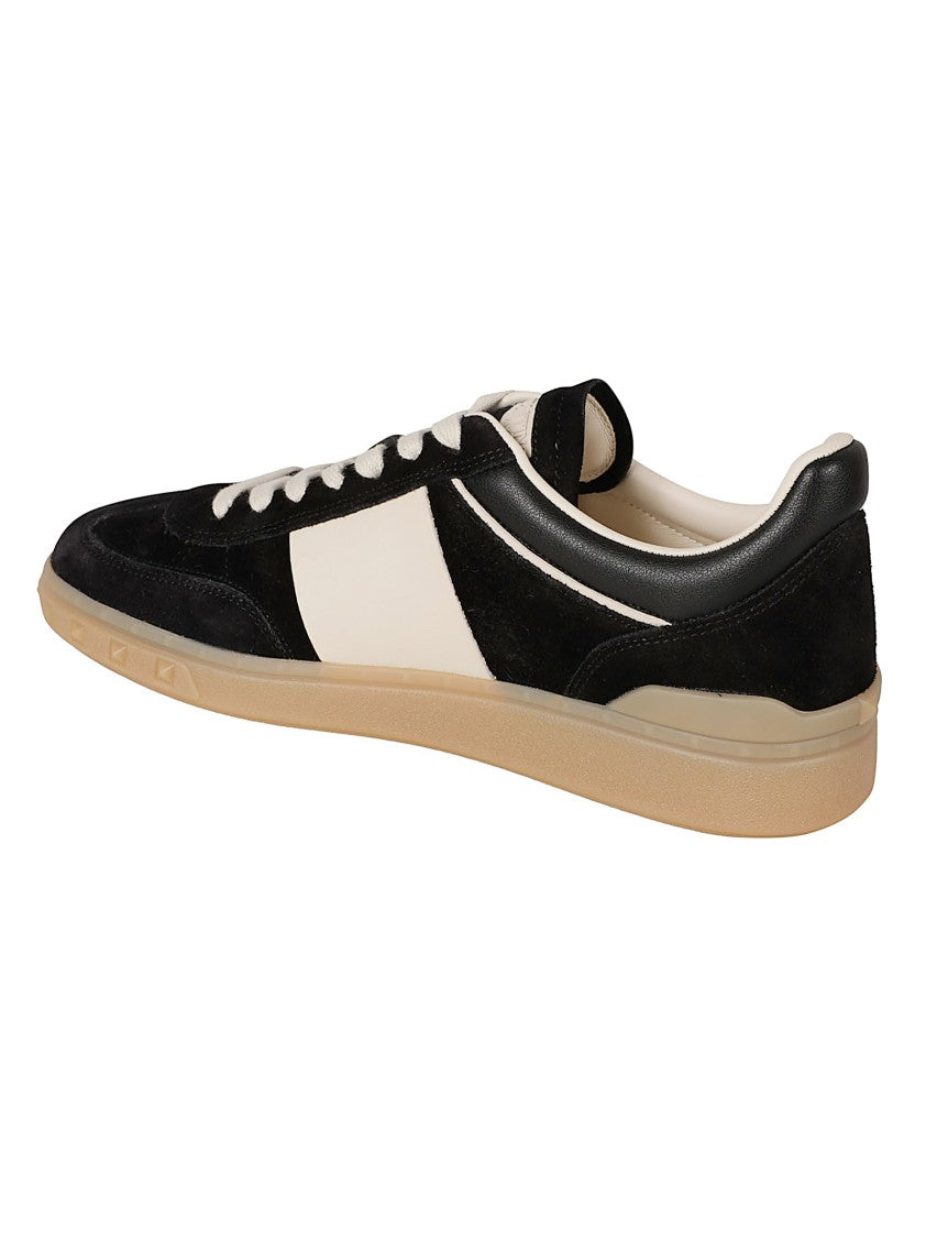 Valentino Garavani Low-Top Sneakers With Black Suede And Smooth Leather Panels