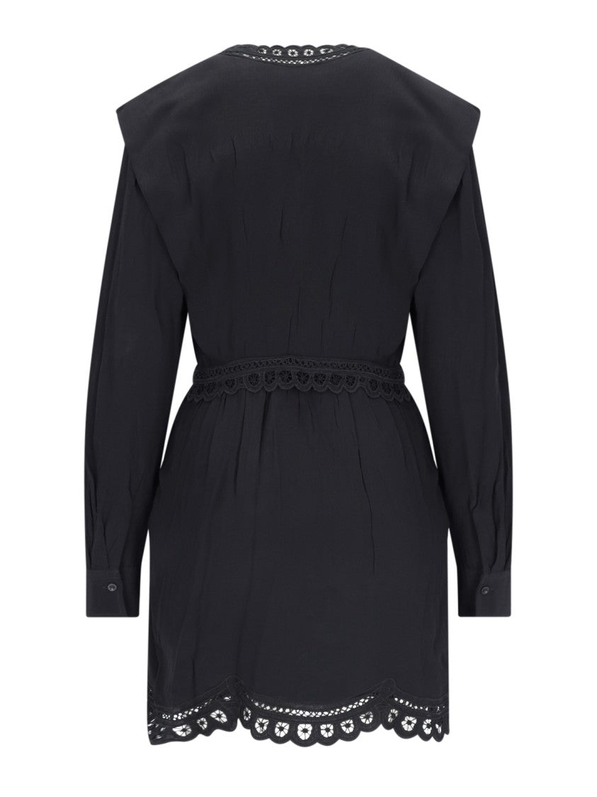 Isabel Marant Étoile Lace Mini Dress In Black Viscose Crepe