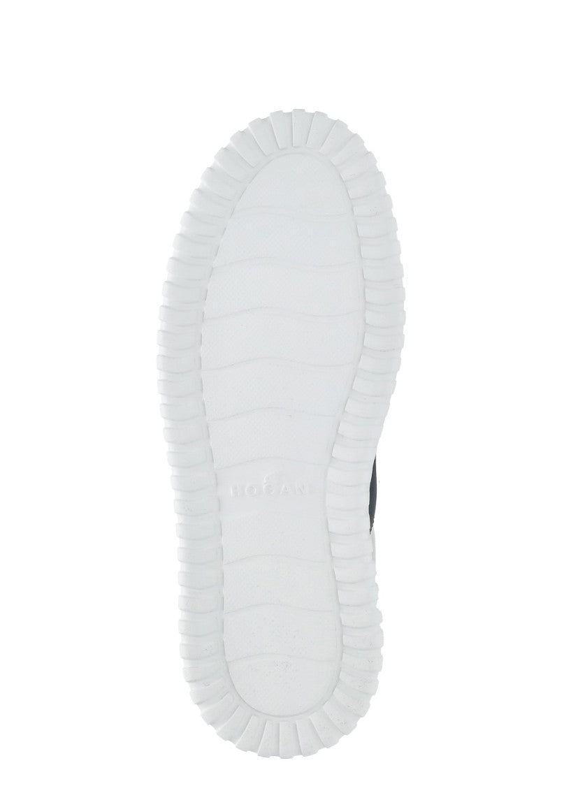 Hogan White H-Stripes Relief Logo Leather Sneakers