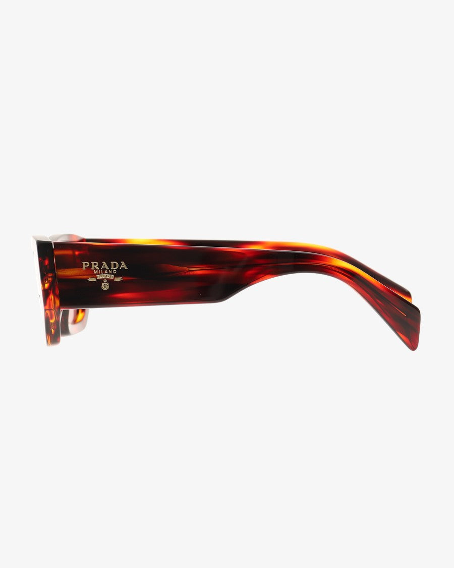 Prada Narrow Rectangular Havana Red Sunglasses