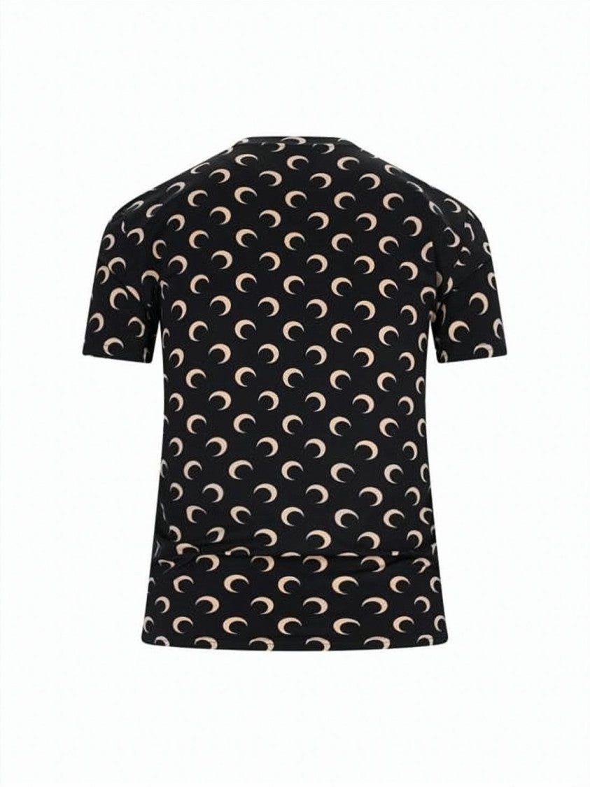 Marine Serre Fitted Short Sleeve Top With Crescent Moon Print