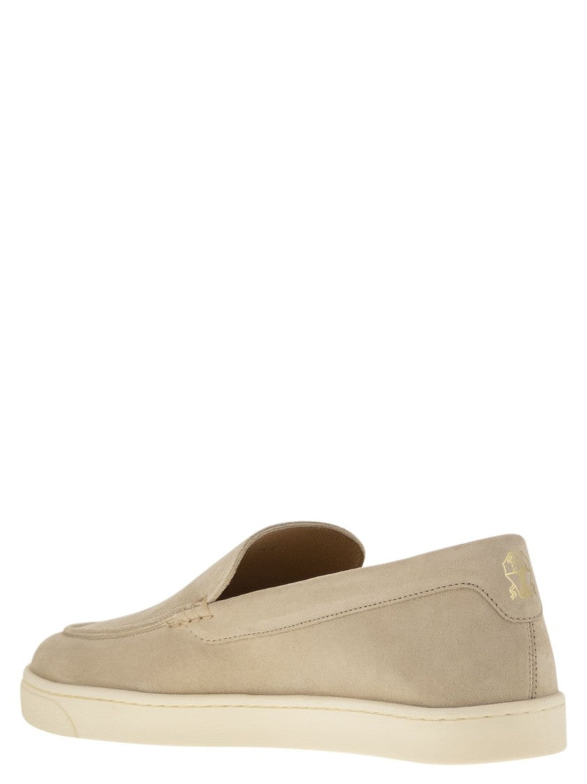 Brunello Cucinelli Chevron-Effect Suede Moccasins