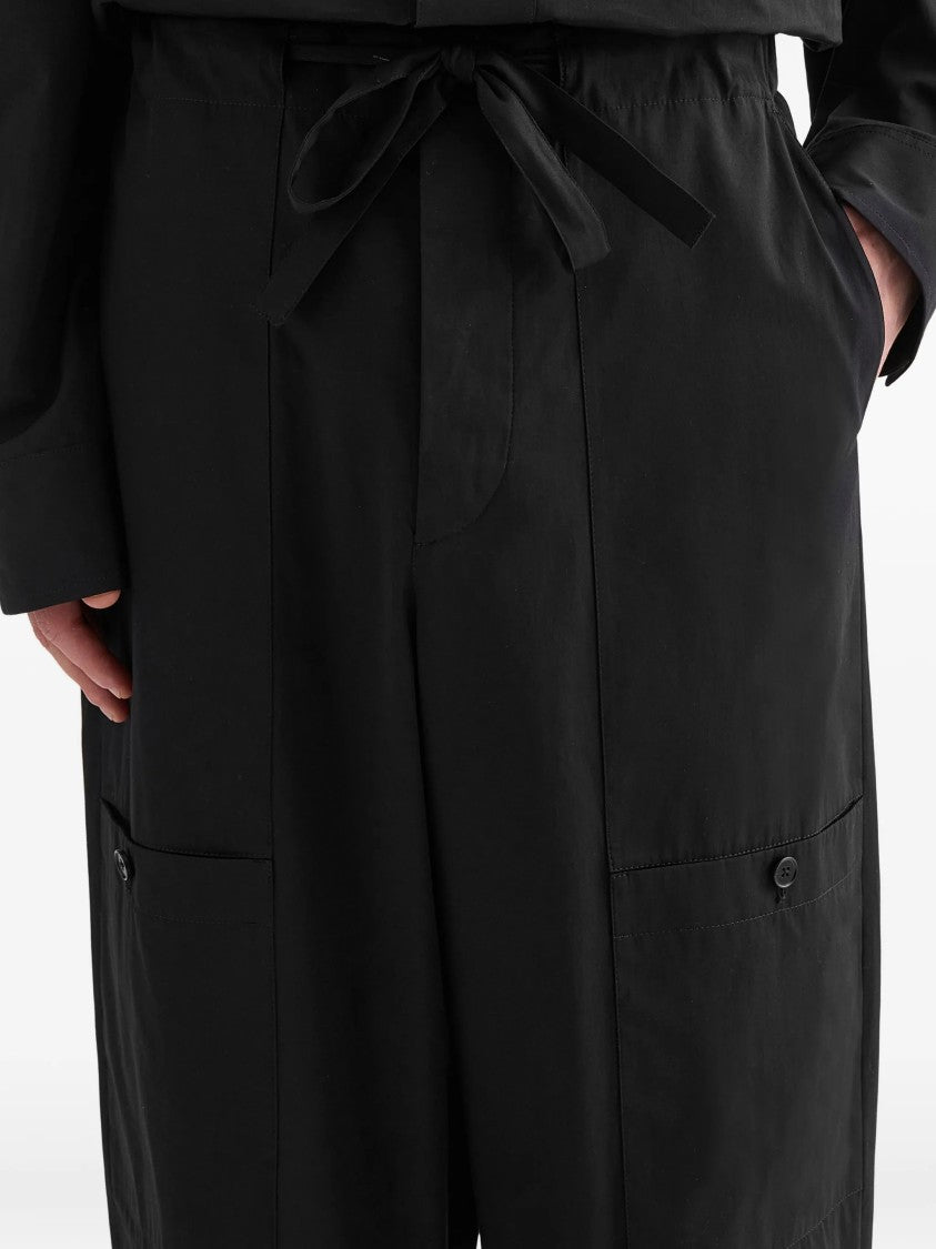 Jil Sander Onyx Wide-Leg Drawstring Cotton Trousers