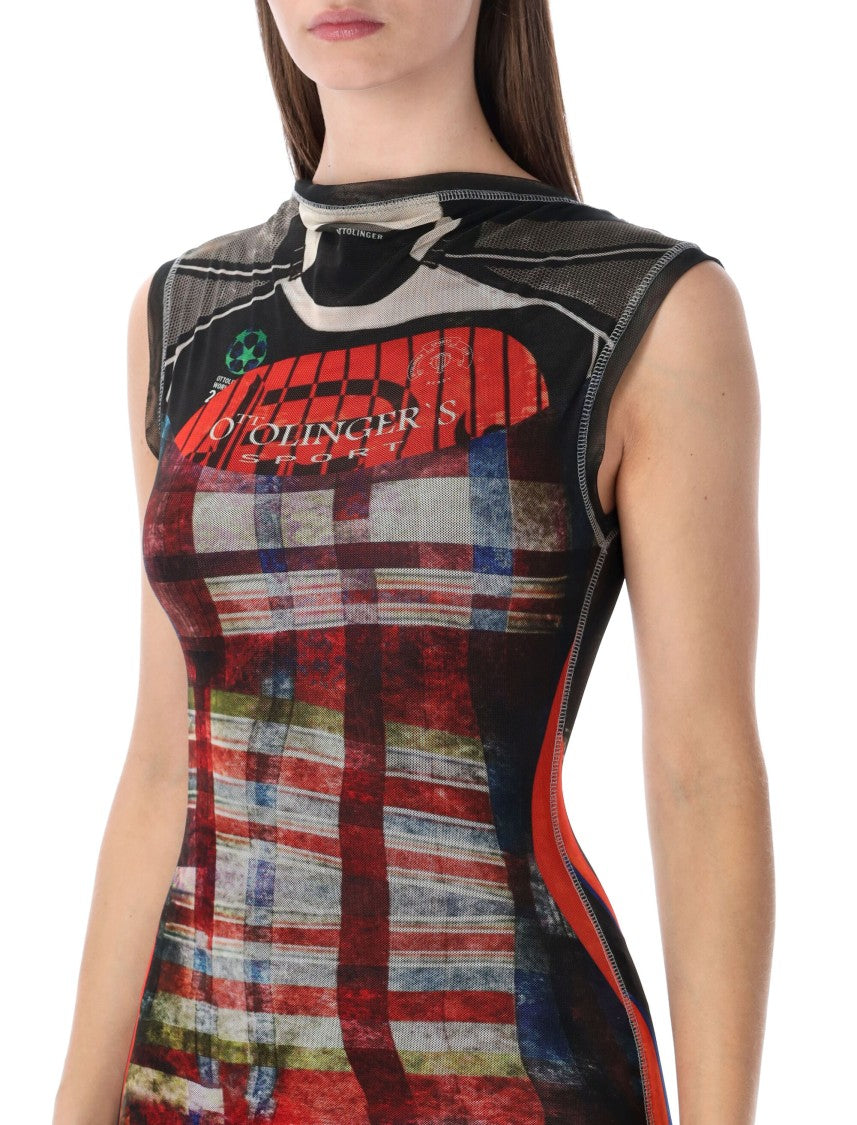 Ottolinger Racing Plaid Mesh Long Dress