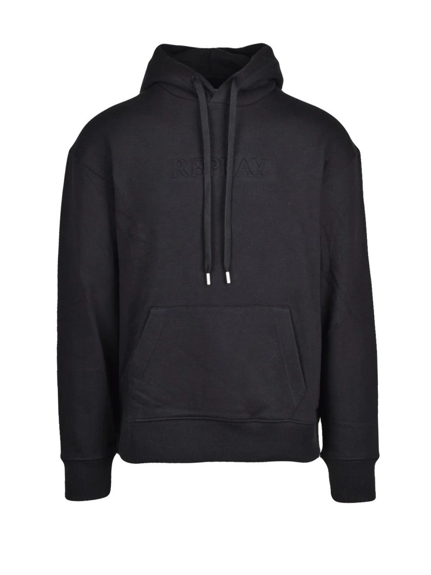 Replay Black Brushed Cotton Hoodie
