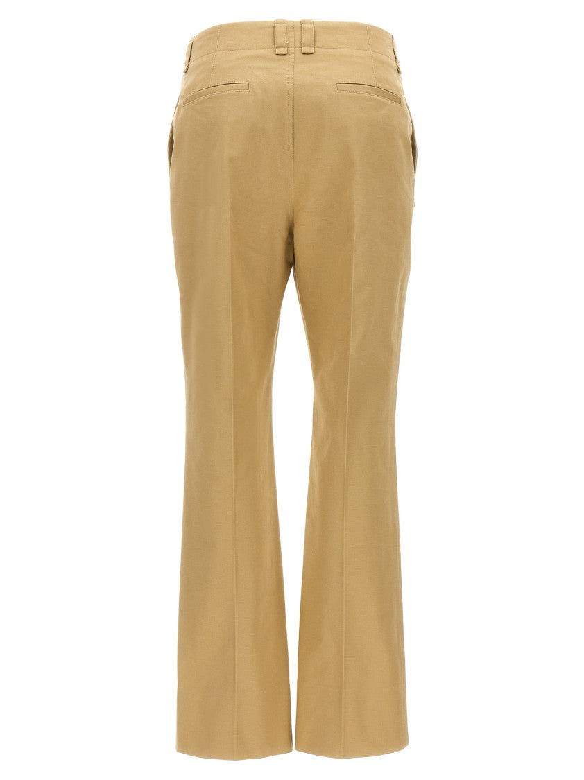 Saint Laurent Tailored Cotton Drill Trousers With Button Closure And Stretched Crease