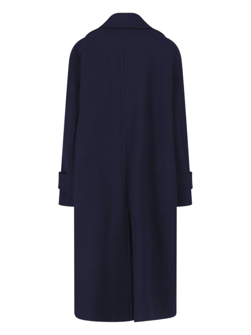 Chloé Navy Double-Breasted Virgin Wool Coat