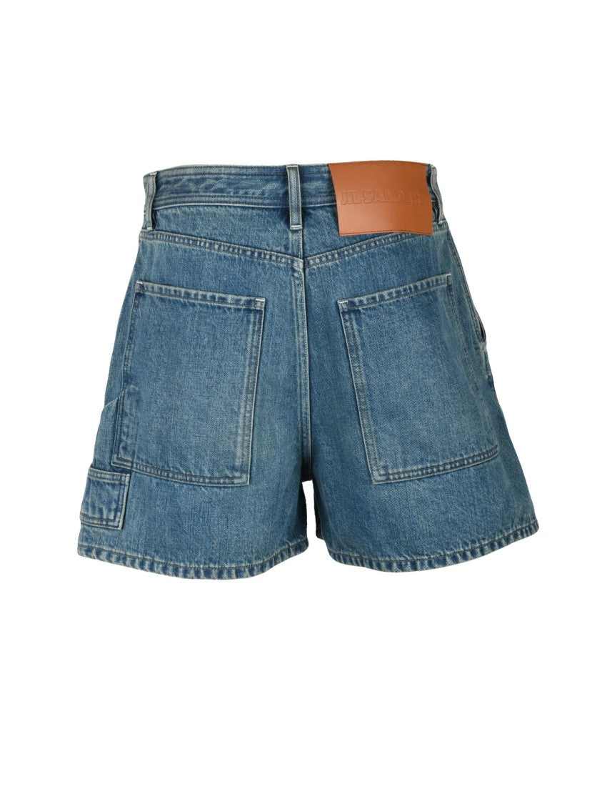 Jil Sander Blue High-Waisted Denim Shorts