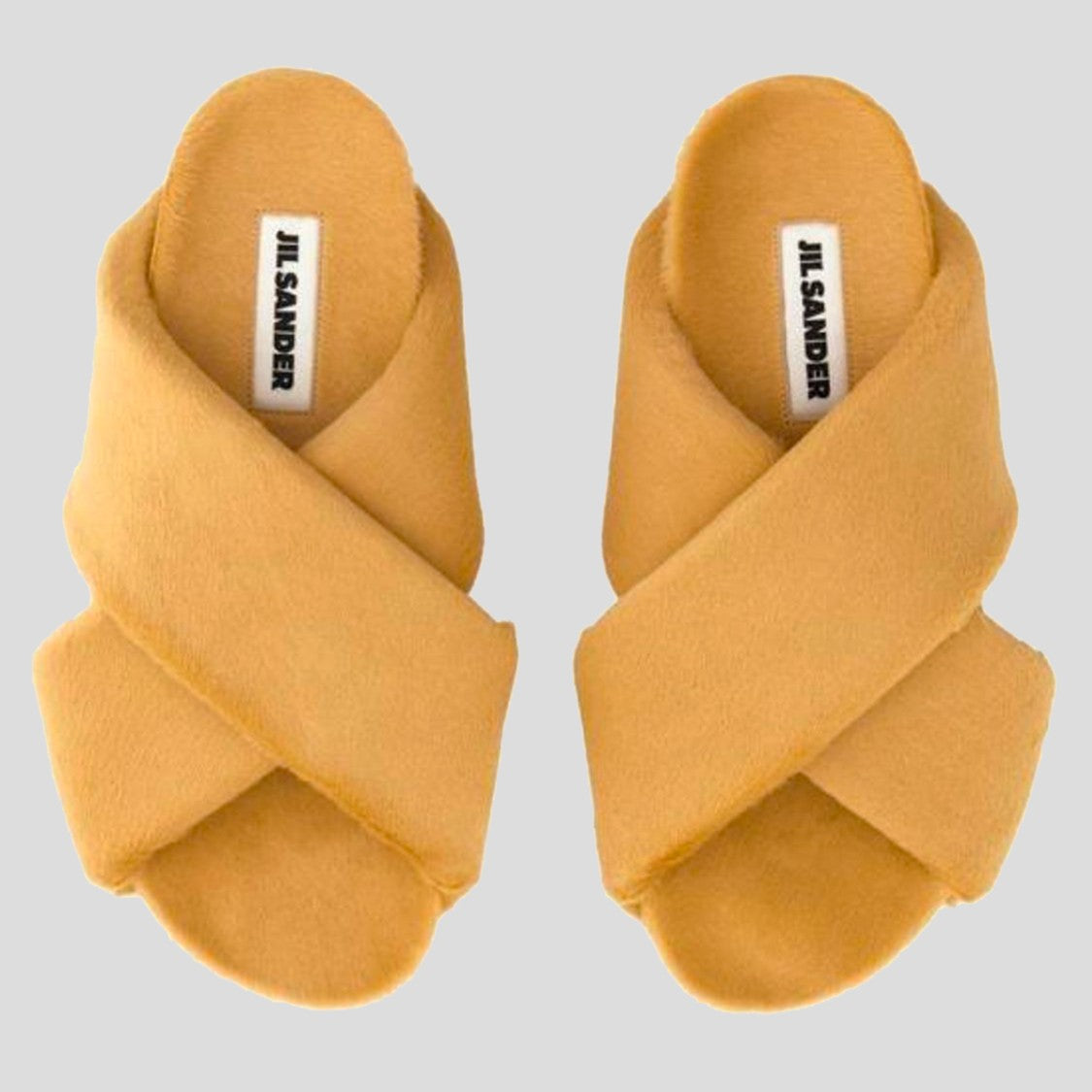 Jil Sander Mustard Yellow Padded Flat Sandals With Crisscross Straps