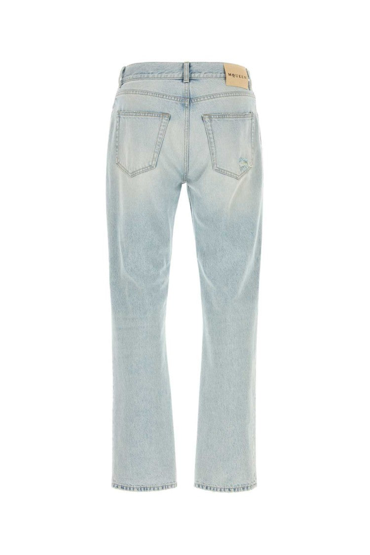 Alexander Mcqueen High-Rise Straight-Leg Denim Jeans With Vintage Wash
