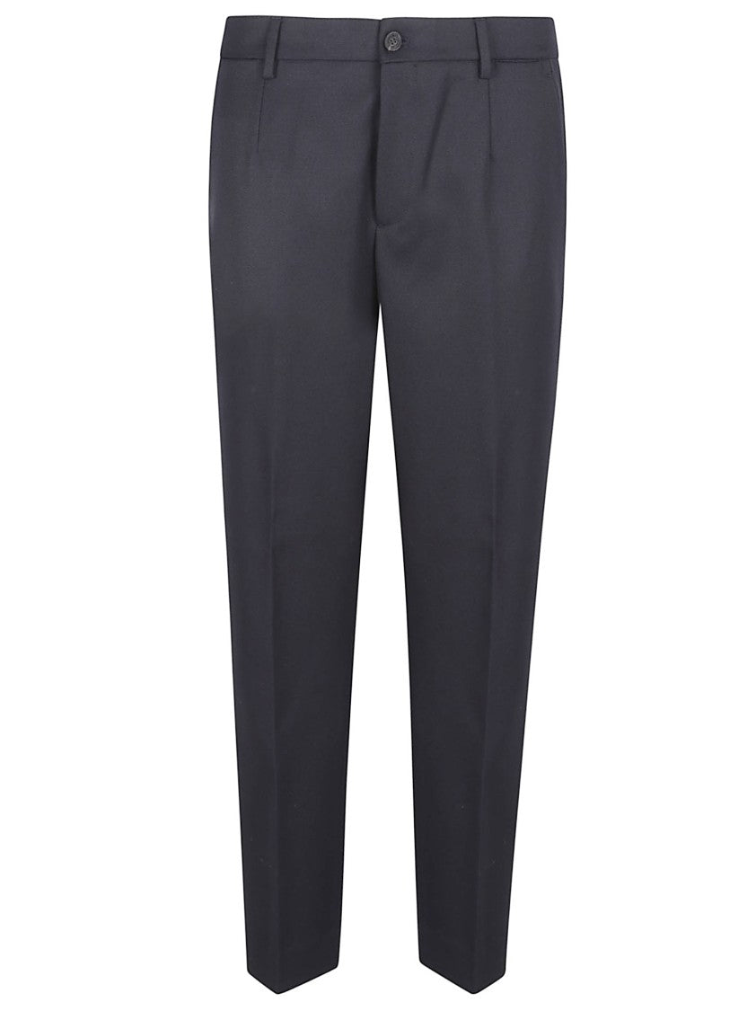 Golden Goose Ankle-Length Midnight Blue Trousers With Sartorial Design