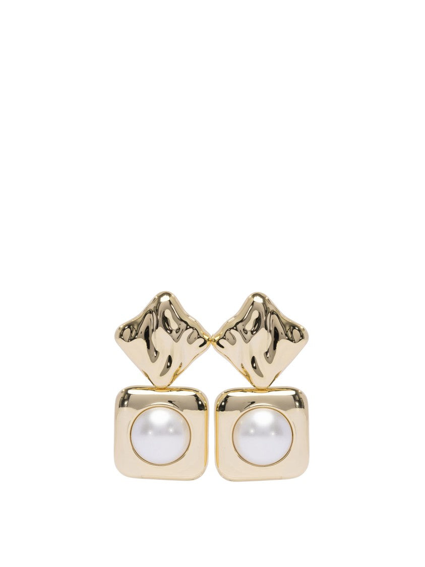 Self-Portrait Gold-Tone Statement Earrings With Sculptural Design