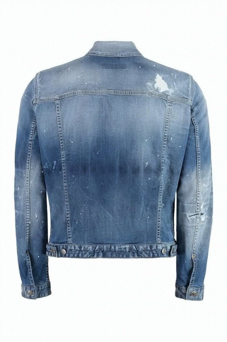 Dsquared2 Distressed Blue Denim Jacket With Classic Fit