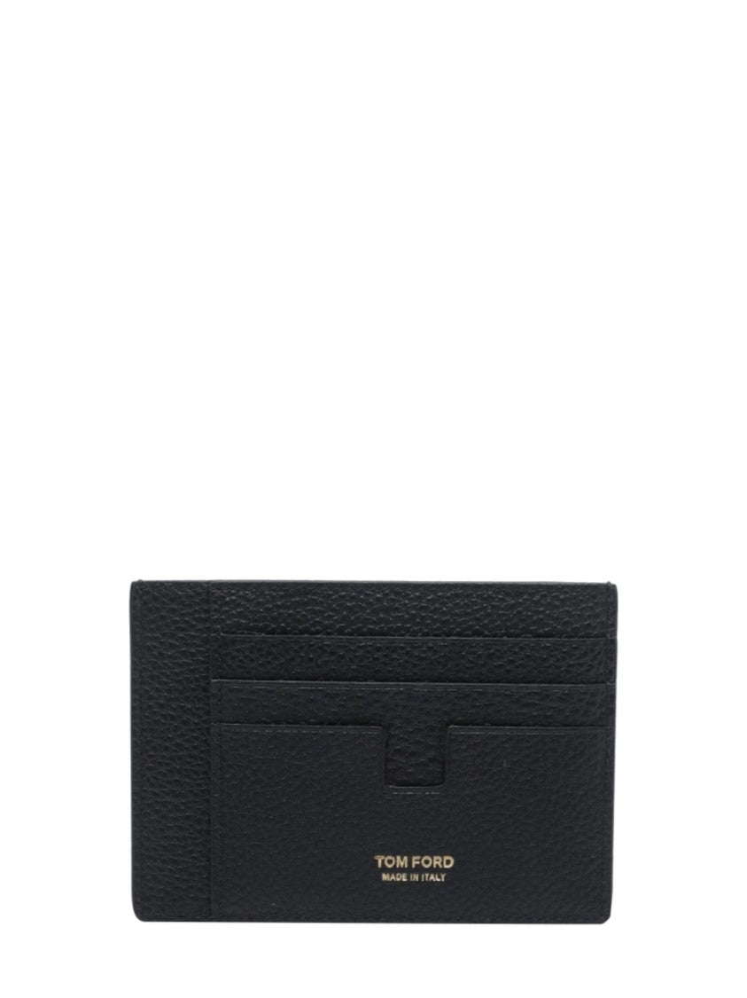 Tom Ford Textured Leather Card Holder With Embossed Design And Metallic Detail
