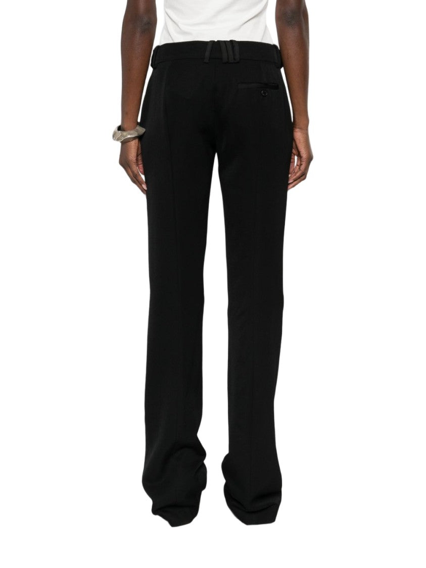 The Attico Tailored Black Trousers With Satin Ribbon Detail