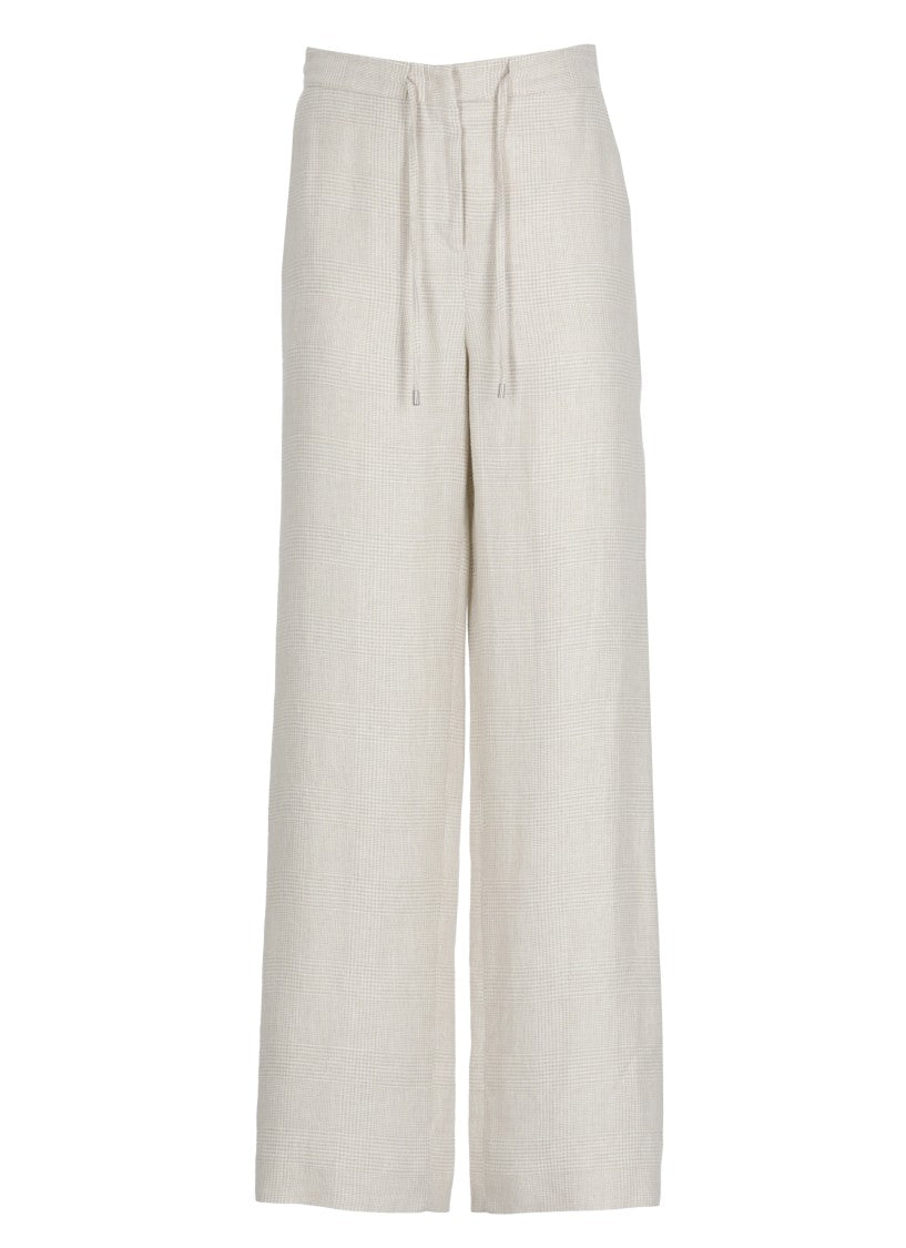 Lardini Beige Prince Of Wales Linen Formal Pants