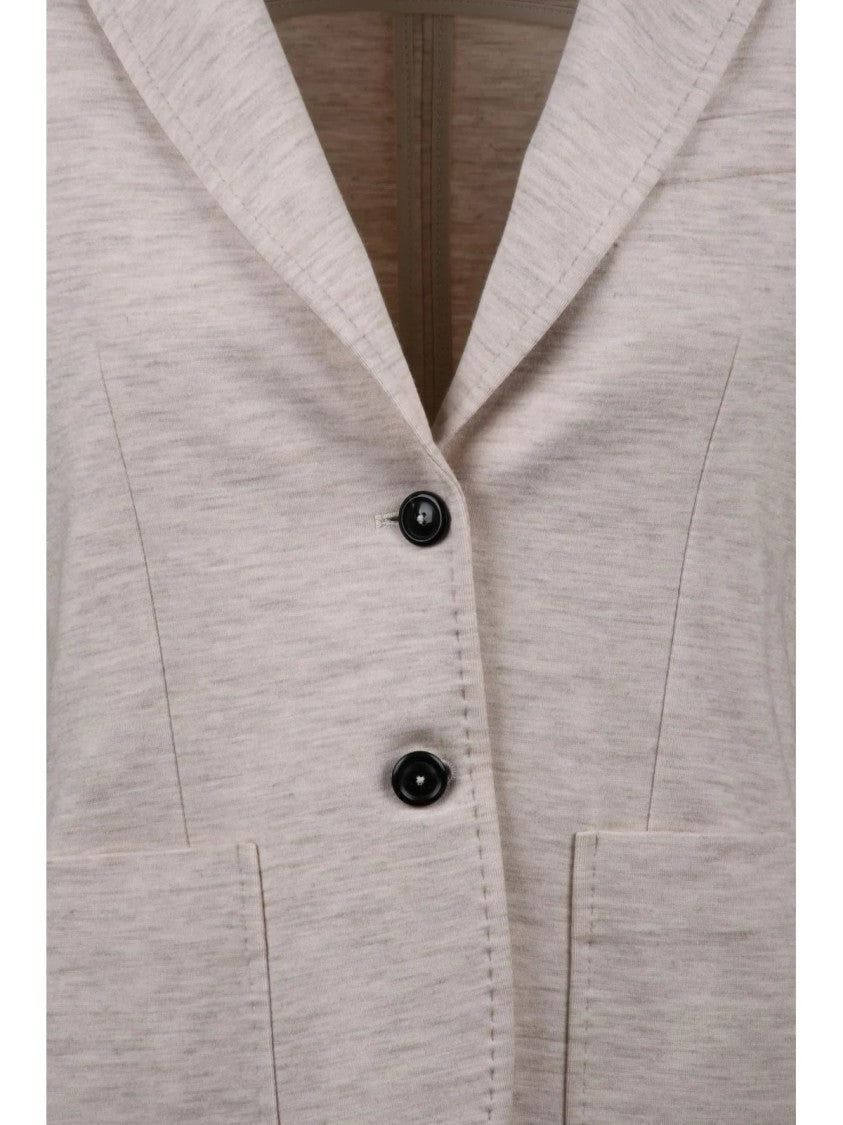 Circolo 1901 Tailored Beige Sweatshirt Blazer With Notched Lapel And Cashmere Blend