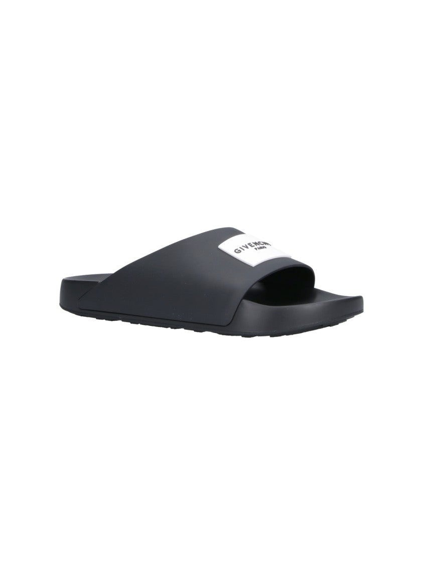 Givenchy Black Upper Contrast Logo Rubber Slides