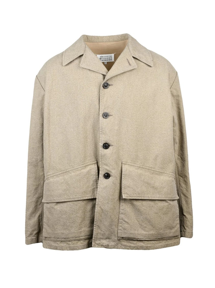 Maison Margiela Semi-Rigid Cotton Coat With Boxy Silhouette And Classic Collar