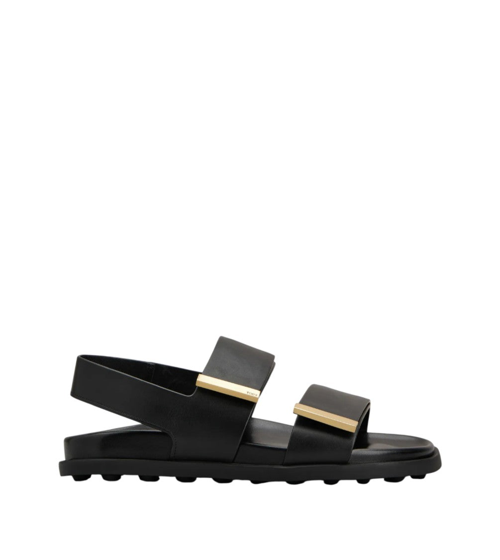 Tod's Black Sandals With Gold-Tone Accents