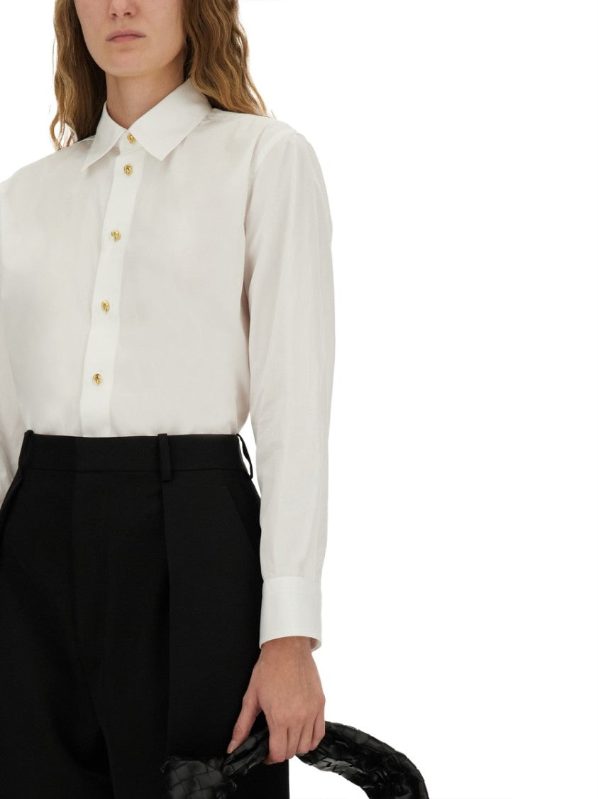 Bottega Veneta White Cotton Poplin Pointed Collar Shirt