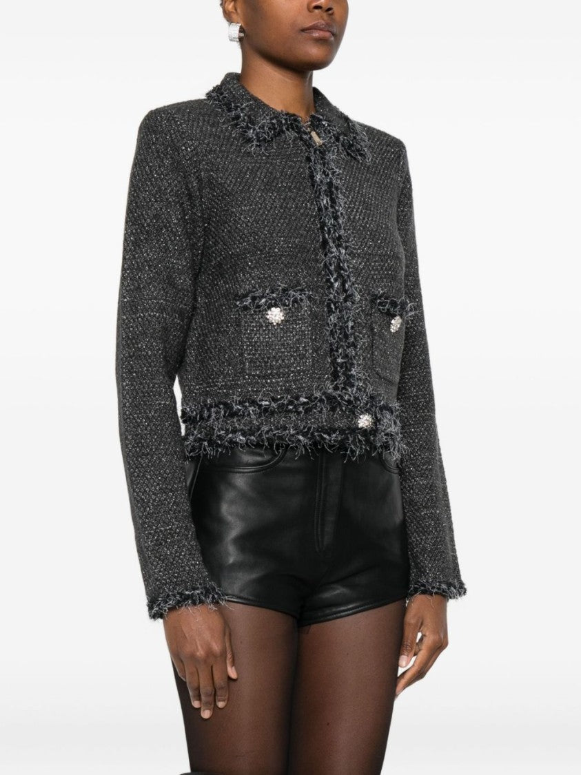 Blugirl Textured Cropped Knit Sweater With Frayed Edges