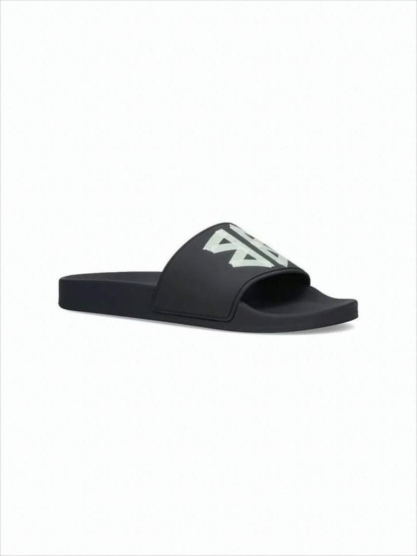 Balenciaga Geometric Logo Black Slide Sandal With Minimalist Aesthetic
