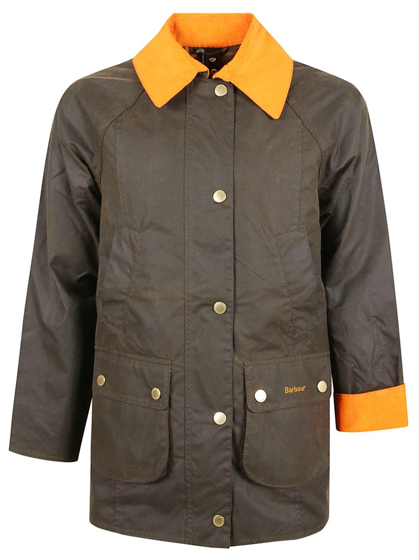 Barbour Waxed Cotton Jacket With Contrasting Collar
