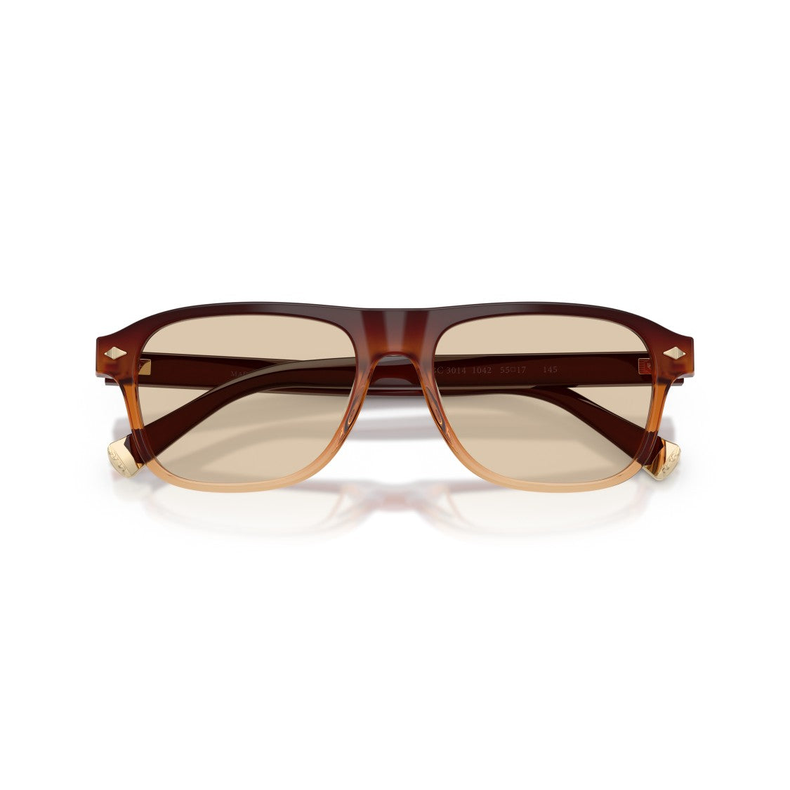 Brunello Cucinelli 0Bc3014 Gradient Brown Rectangular Frame Sunglasses With Gold Accents