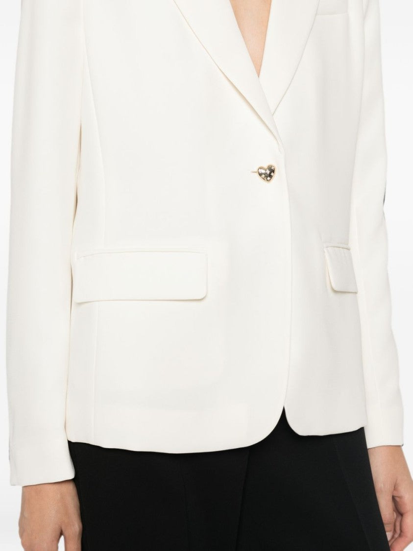 Twin-Set Tailored White Jacket With Decorative Closure