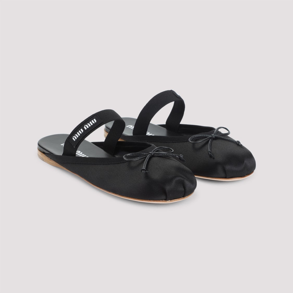 Miu Miu Rounded Toe Black Sandals With Elastic Strap