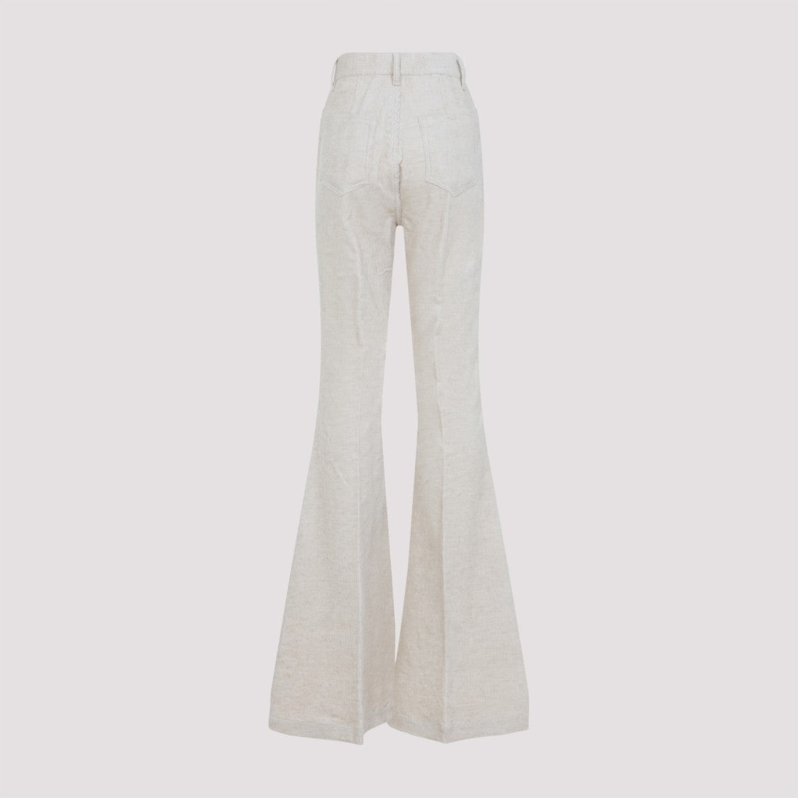 Rick Owens High-Waisted Flared Pants With Textured Cotton-Linen Blend