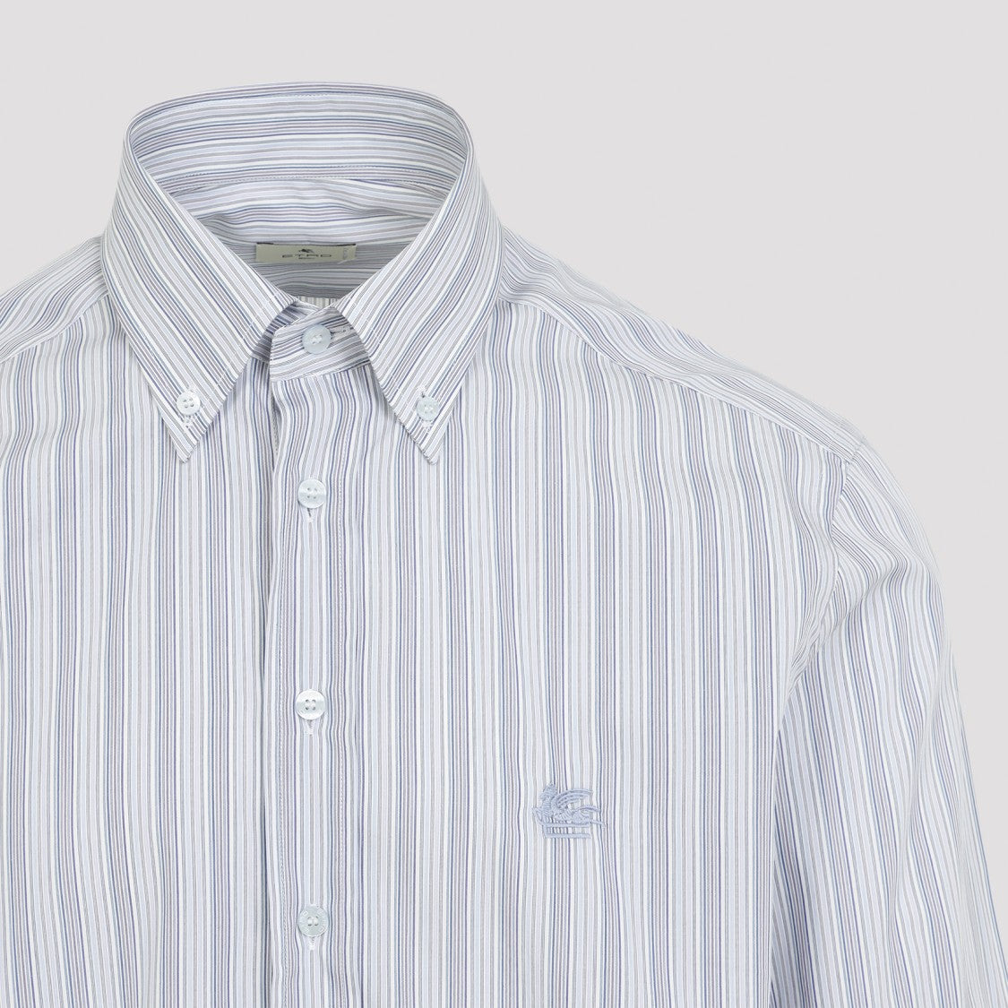 Etro Roma Logo Light Blue Cotton Shirt
