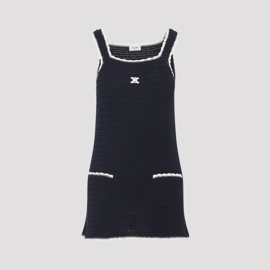 Celine Navy Blue Crochet Mini Dress